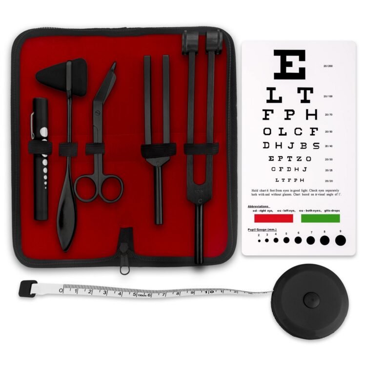7 Piece Diagnostic Reflex and Assessment Kit (Black and Silver)